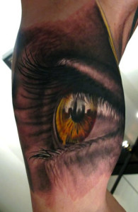 3D Eye Tattoo on the leg