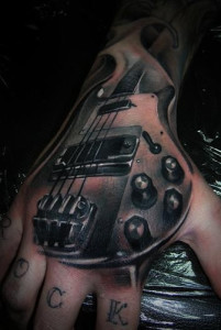 3d music guitar tattoo